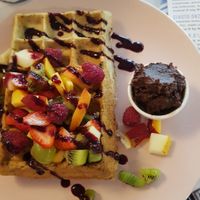 Vegan Waffles at Cakester Cafe in Krakow