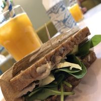 Toast with avocado and hummus at Cakester Cafe in Krakow