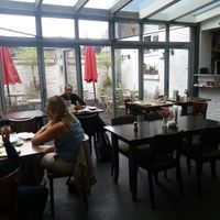 Inside seating (back) + outside options at Cafe Sehnsucht in Cologne