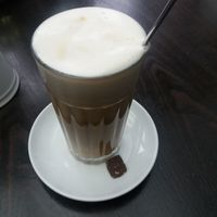 Vegan soya Latte Macchiato at Cafe Sehnsucht in Cologne
