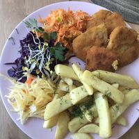 Traditional Polish kotlet schabowy at Vegan Spot in Elblag