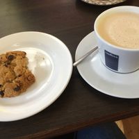 Chocolate chip cookie and Cuban coffee at Redwing Gallery in Penzance