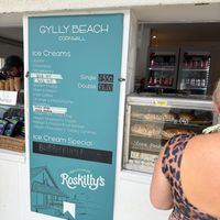 Ice cream options   at Gylly Beach Cafe in Falmouth