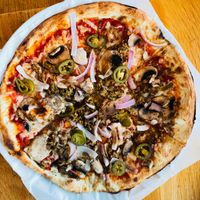 Make your own pizza including vegan cheese and vegan sausage!   at Mod Pizza in Daly City