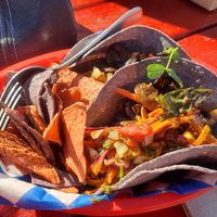 Tempeh tacos at Off the Wagon in Brookings