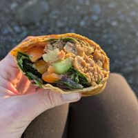 Soy curl chicken salad wrap at Off the Wagon in Brookings