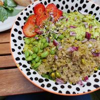 Spring bowl with edamame in stead of feta at Auden in Montpellier