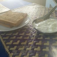 tsatziki  and bread at Jina's in Unawatuna