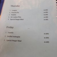 Jina's menu at Jina's in Unawatuna