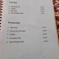 Jina's menu at Jina's in Unawatuna