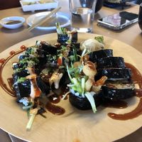 2 different sushi rolls on one plate #Veganuary at Kensho in Westminster