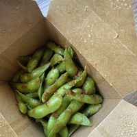 Garlicky edamame  at Kensho in Westminster