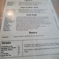 Menu at Kensho in Westminster