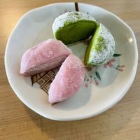 Mochi ice cream - Strawberry | Matcha Green tea  at Kensho in Westminster