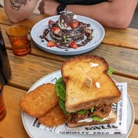 CLT - huge, pancakes - regular at Crux in Semaphore