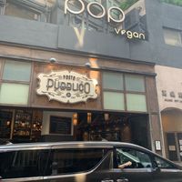 Outside at POP vegan in Hong Kong Island