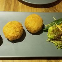 Cauliflower cake with green mango and tomato salad at POP vegan in Hong Kong Island