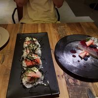 Sushi and cheesecake at POP vegan in Hong Kong Island