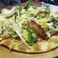 Peking duck pizza at POP vegan in Hong Kong Island
