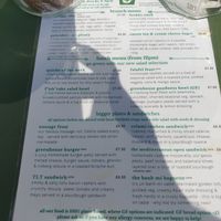 Menu at The Greenhouse Cafe in Felixstowe