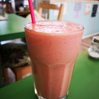 Mango and Raspberry Smoothie at The Greenhouse Cafe in Felixstowe