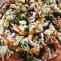 Build your own pizza with vegan cheese and vegan sausage crumbles  at Mod Pizza in Kennesaw