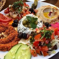 Vegan mezze dish. at Syrisch Eethuis Moushmoush in Arnhem