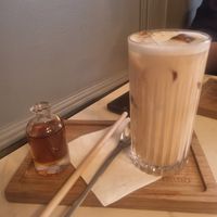 Iced coffee with oat milk at Venue in Prague