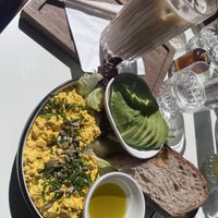 Tofu scramble + avo + iced Café Latte   at Venue in Prague