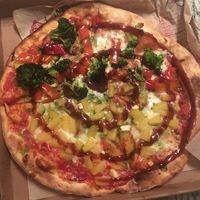 Half pineapple, half broccoli and red pepper with BBQ drizzle at Mod Pizza in Baltimore