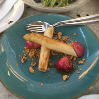 White asparagus with radish at Wrenkh Restaurant in Vienna
