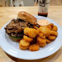 Burger and tots at Rutabagas in Lincoln