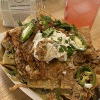 BBQ Jackfruit Nachos- they are the bomb. And a piece of cake! Yummy   at Rutabagas in Lincoln