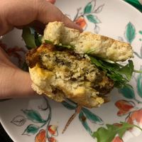 The seitan chicken from rutabagas! I’m not sure if it’s still on the menu but I loved it in a biscuit *drool*  at Rutabagas in Lincoln