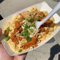 Buffalo soy curl Mac and cheeze   at Rutabagas in Lincoln