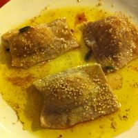 Oil and sage rye ravioli stuffed with potatoes and cabbage at Veg Point in Tenna