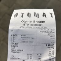receipt  at Otomat in Bruges