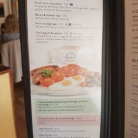 Menu, vegetarian and vegan options are labelled. at Huffkins in Stow-on-the-wold