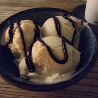 Miso caramel ice cream with toffee sauce at Wagamama - New St in Birmingham