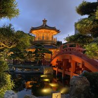 The restaurant is found in this beautiful garden!  at Chi Lin Vegetarian in Kowloon