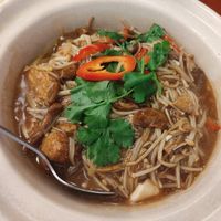 Braised porcini with "water ghost" bean curd casserole at Chi Lin Vegetarian in Kowloon