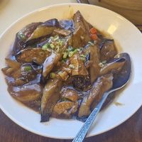Braised Eggplant and Wheat Gluten w/ Sweet & Sour Sauce at Chi Lin Vegetarian in Kowloon