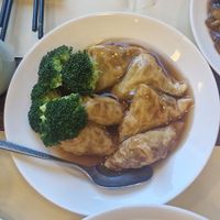 Braised Beancurd Patty filled w/Mushrooms, Celery & Carrot at Chi Lin Vegetarian in Kowloon