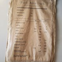 Coffee menu at Two Arrows Coffee in Vail