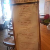 Current breakfast menu as of October 2019 at Two Arrows Coffee in Vail