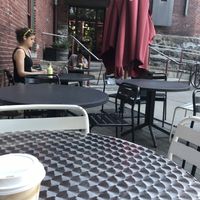 Outside seating (dog friendly) at Ula Cafe in Jamaica Plain