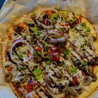 Veggie pizza, vegan cheeze, balsamic finish at Mod Pizza in The Dalles