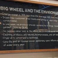 Sustainability statement at Big Wheel Burger - Cook St Village in Victoria