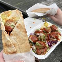 Flatbread wrap (large) and salad box with pitta  at Fal Falafel in Falmouth