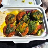 Falafels & Hummus in a box. at Fal Falafel in Falmouth